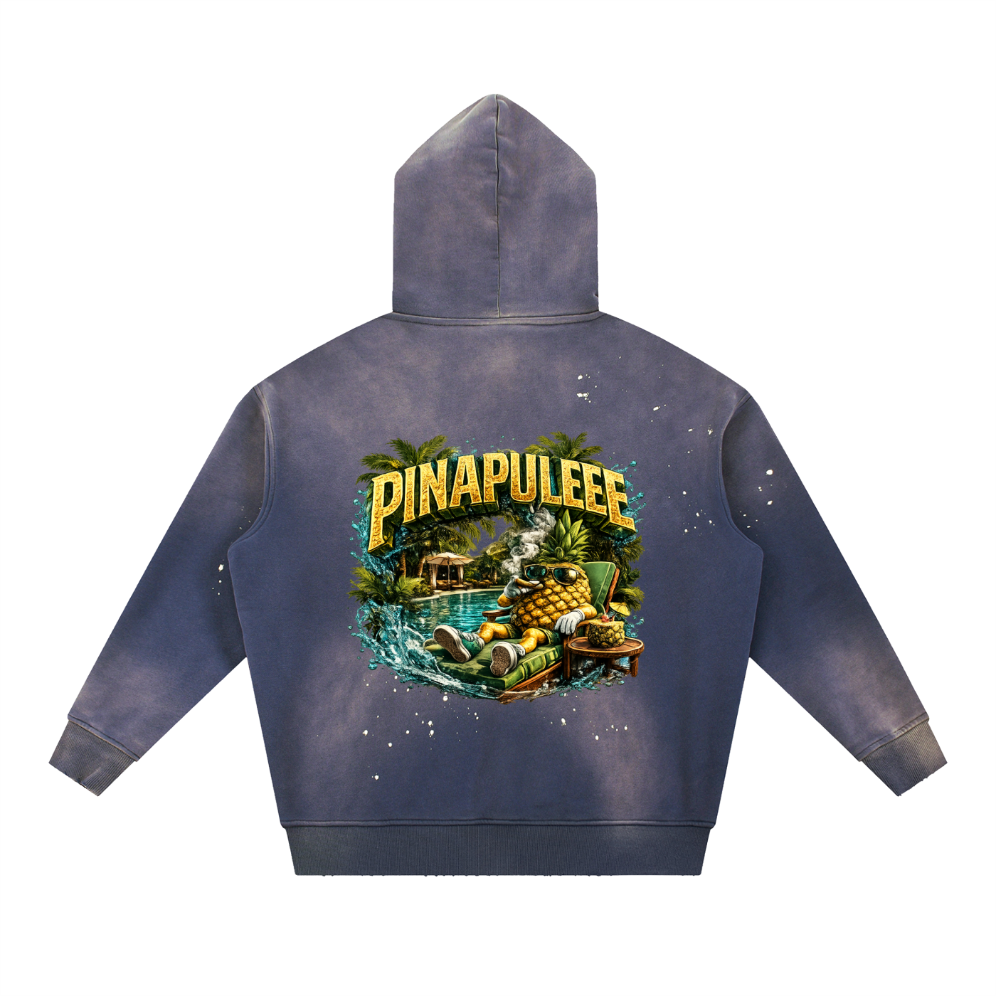 Vintage Washed Frayed Fleece Hoodie
