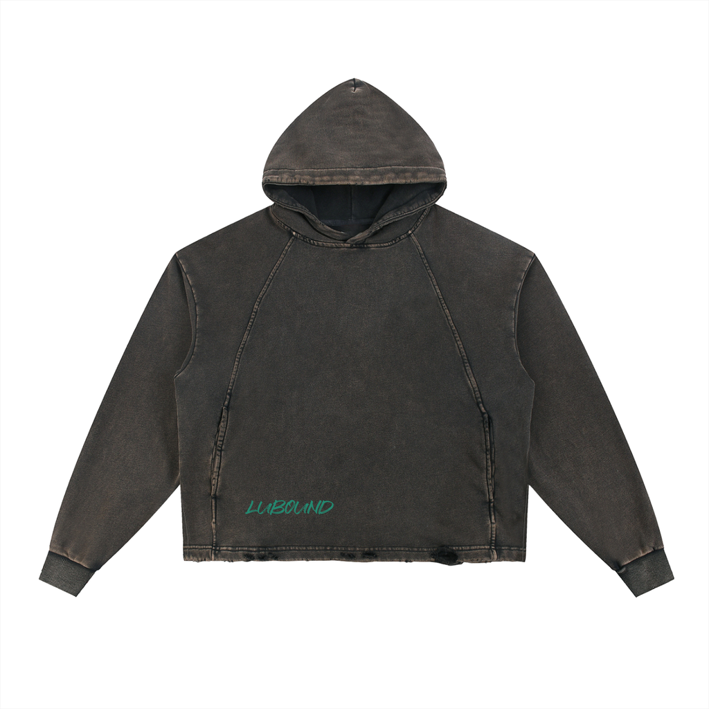 Vintage Washed Frayed-Hem Hoodie