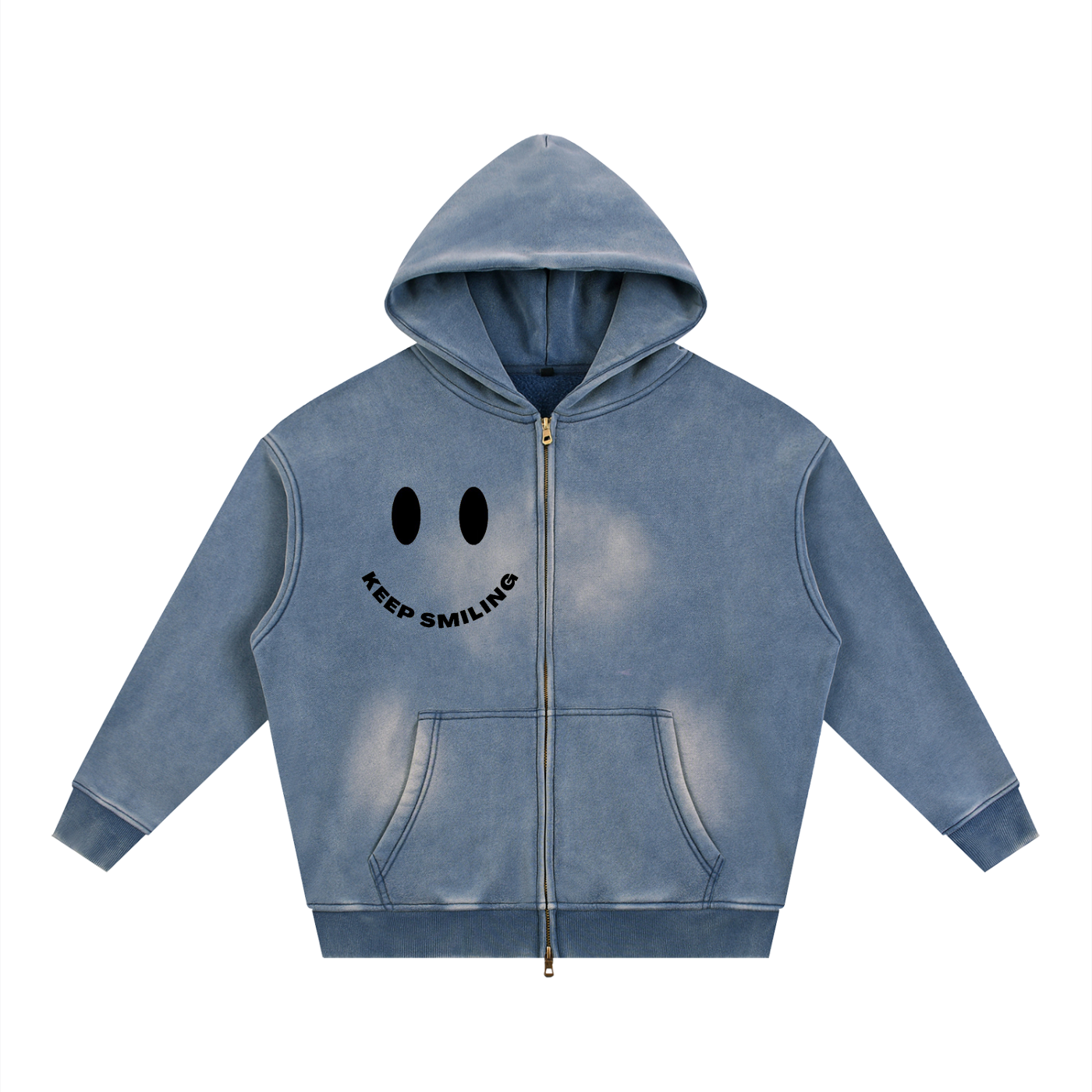 Sunfade Two-way Zipper Boxy Fleece Hoodie