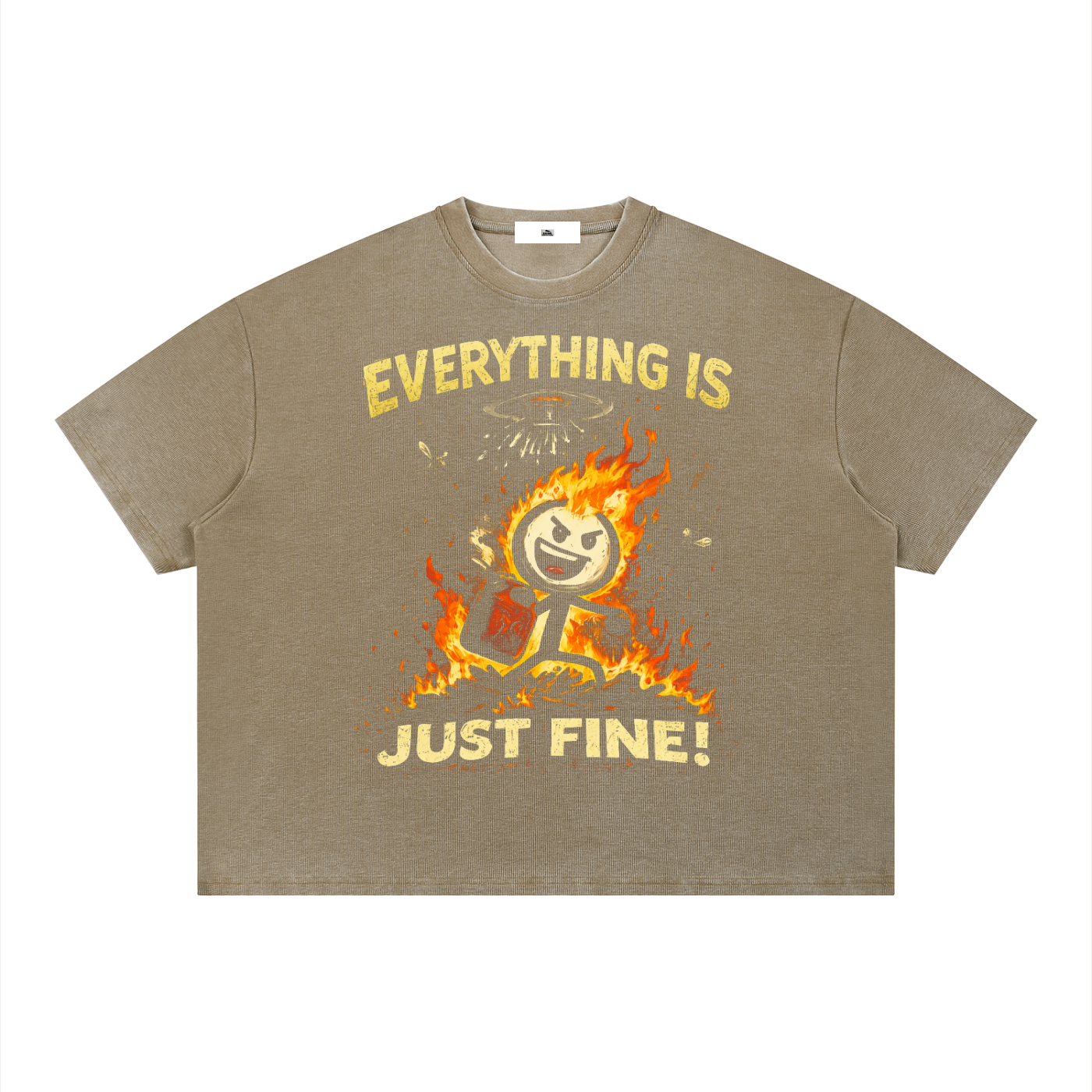 Unisex Vintage Wash Sunfade Boxy Waffle T-Shirt
