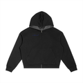 Contrast Plaid Boxy Zip Hoodie