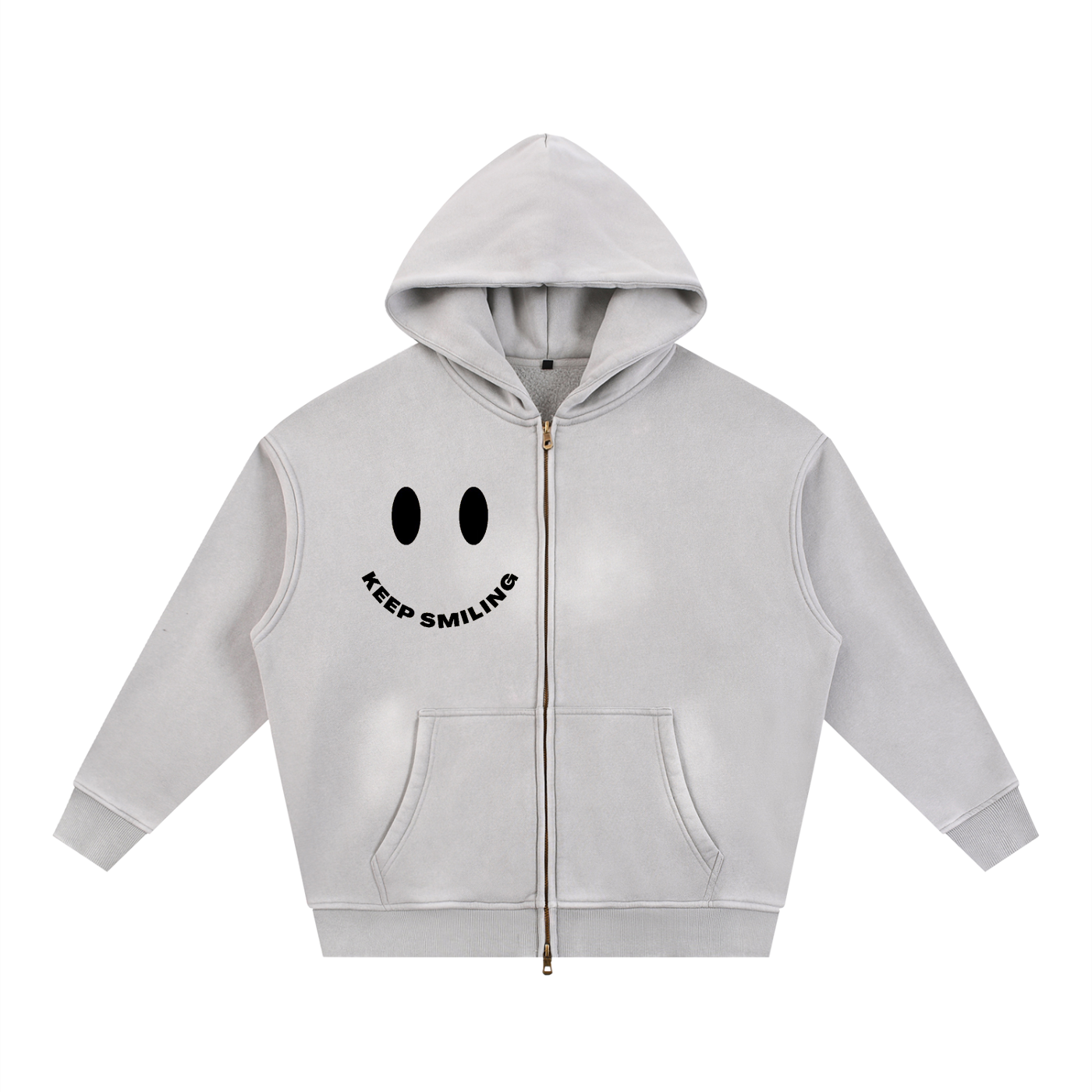 Sunfade Two-way Zipper Boxy Fleece Hoodie