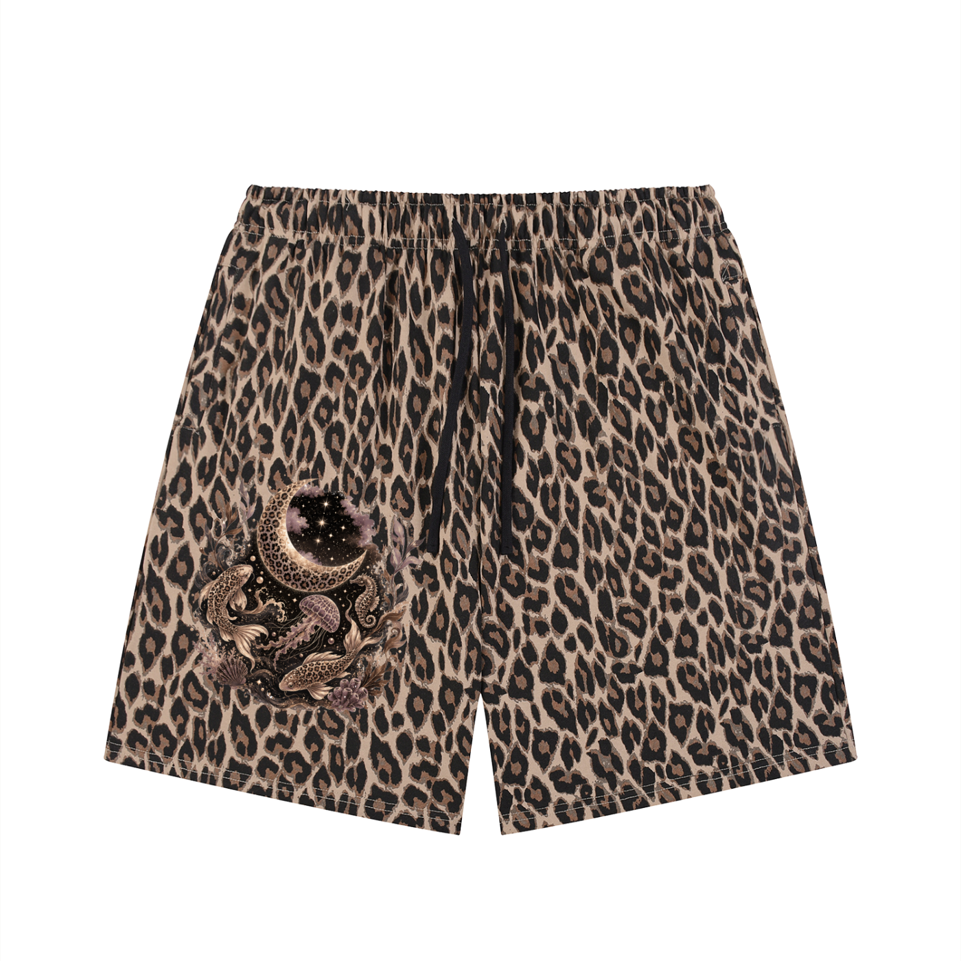 Unisex Heavyweight Leopard Drawstring Shorts