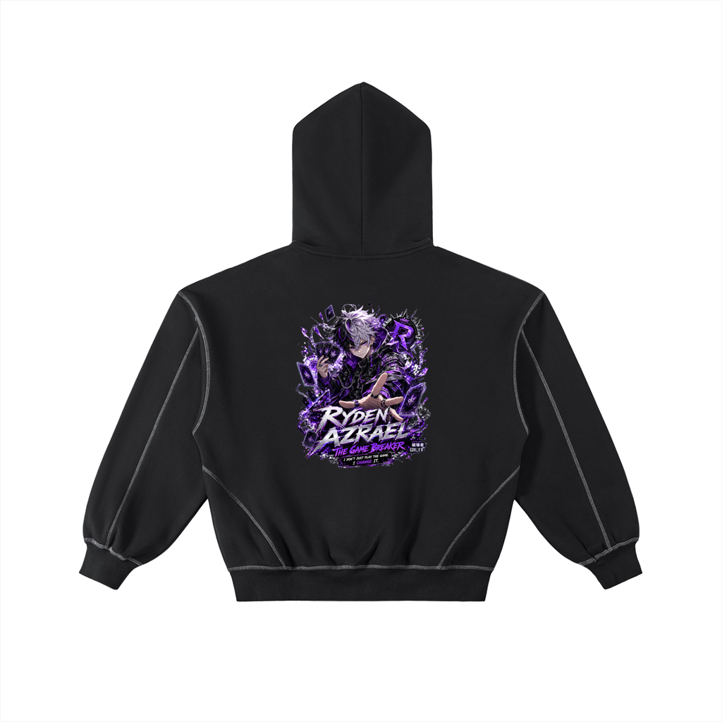 Contrast-Stitched Boxy Fleece Zip Hoodie