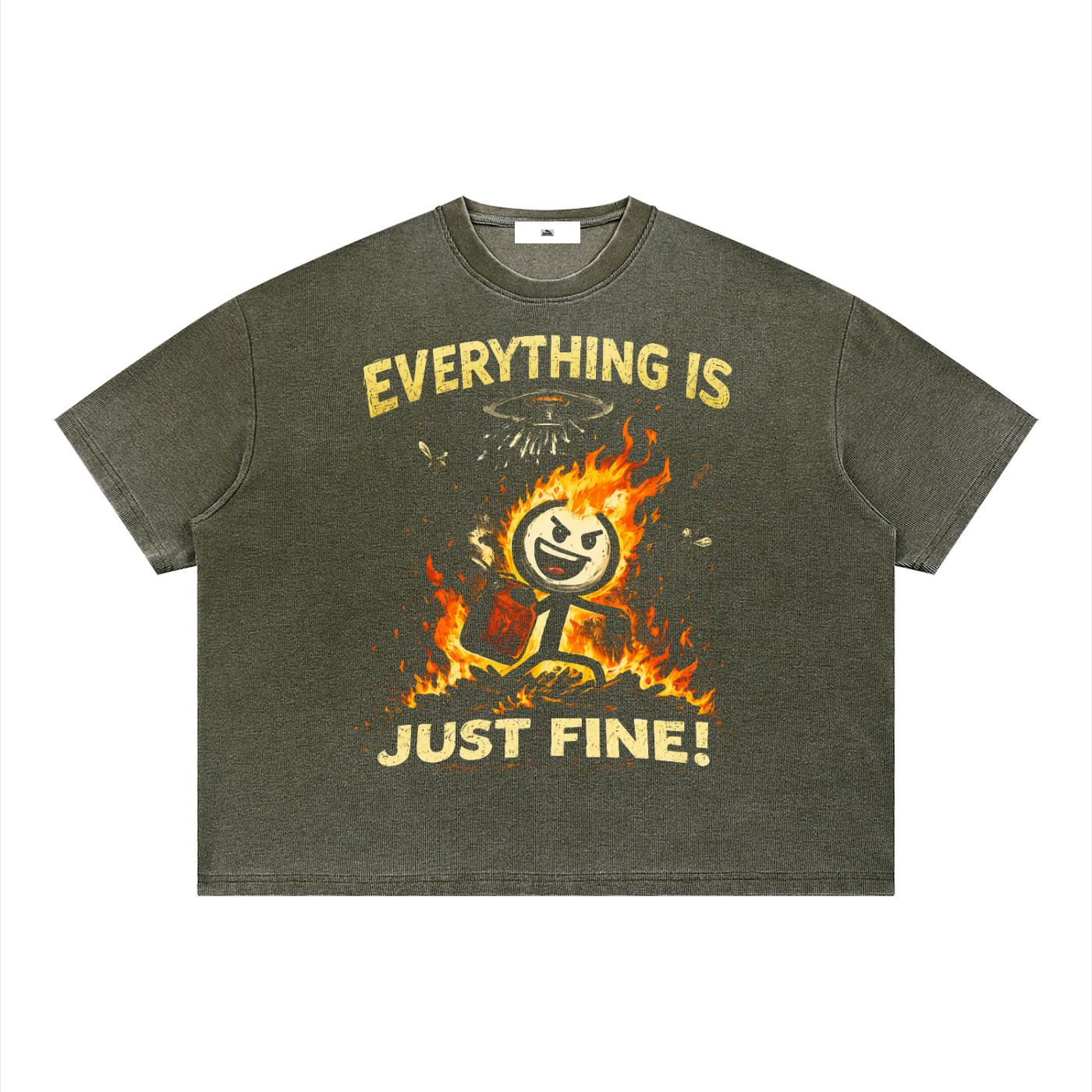Unisex Vintage Wash Sunfade Boxy Waffle T-Shirt
