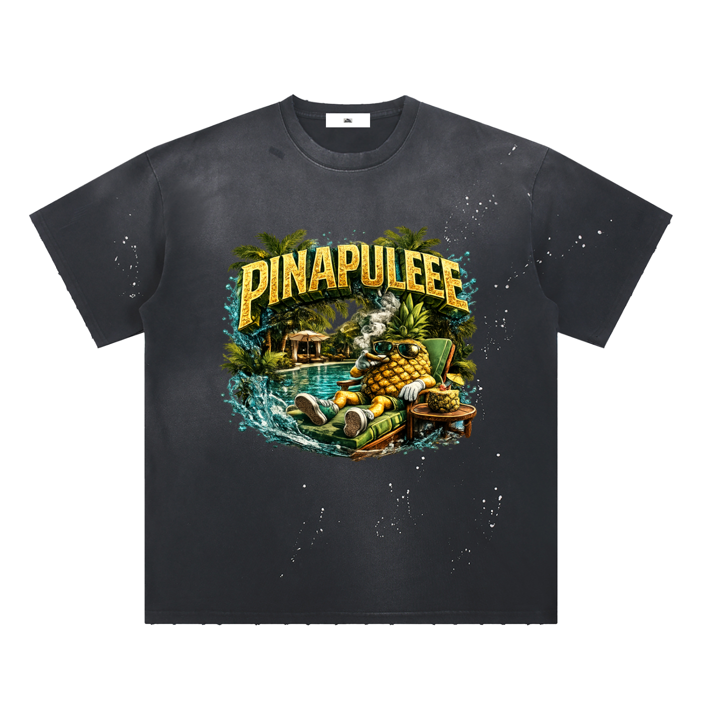 Hand-Frayed Sunfade Paint Splatter T-Shirt