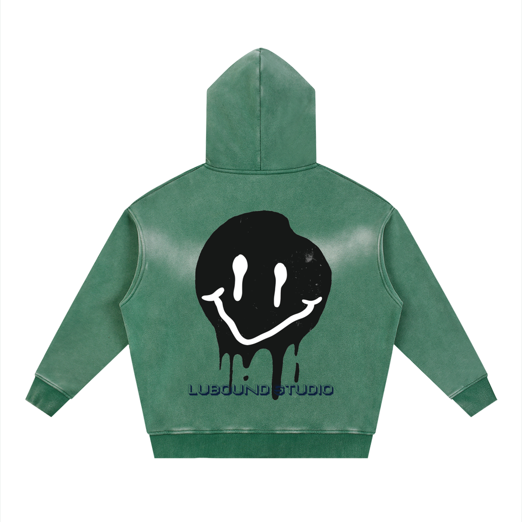 Sunfade Two-way Zipper Boxy Fleece Hoodie