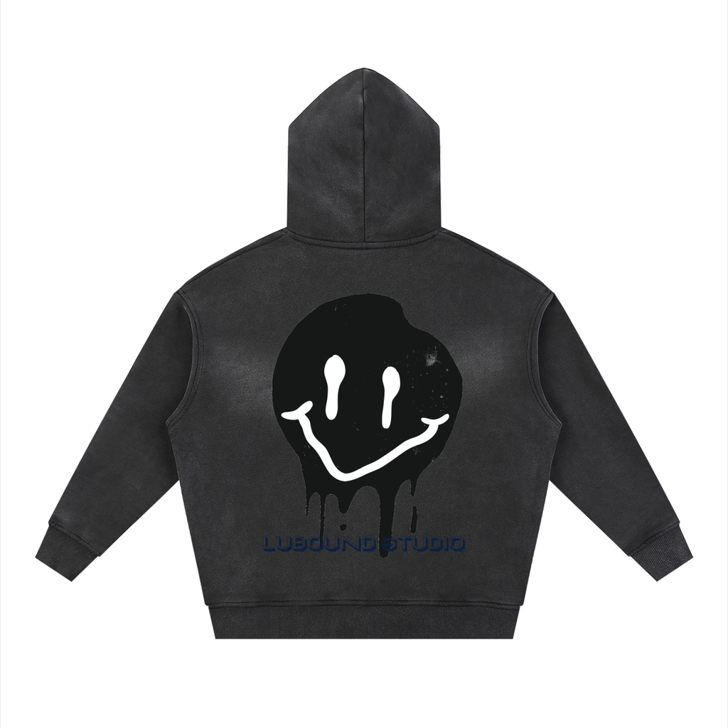 Sunfade Two-way Zipper Boxy Fleece Hoodie