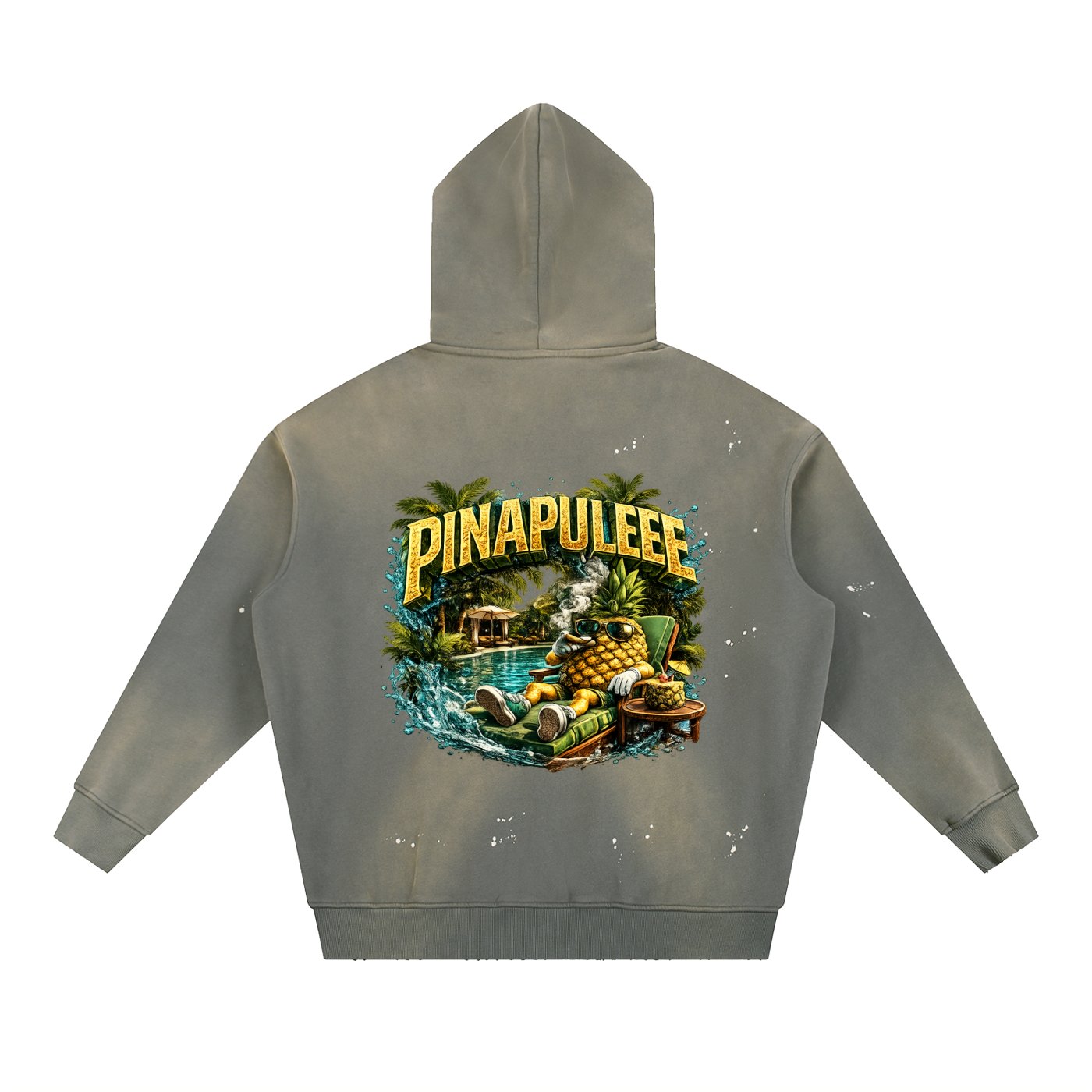 Vintage Washed Frayed Fleece Hoodie