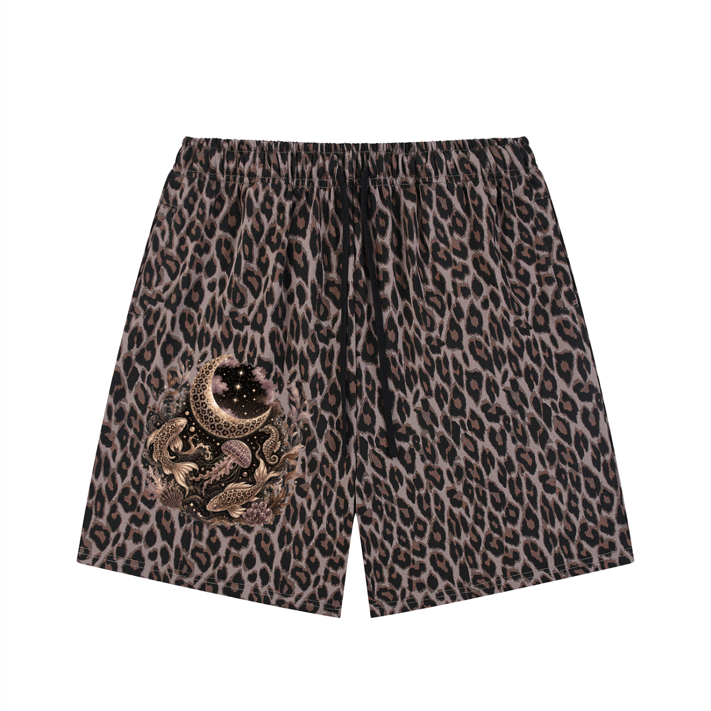 Unisex Heavyweight Leopard Drawstring Shorts