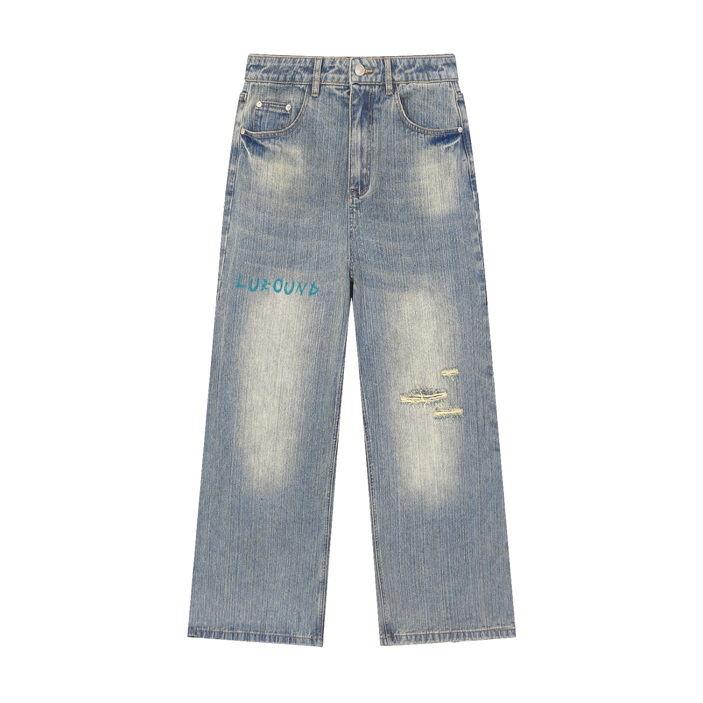 Vintage Wash Distressed Denim Jeans