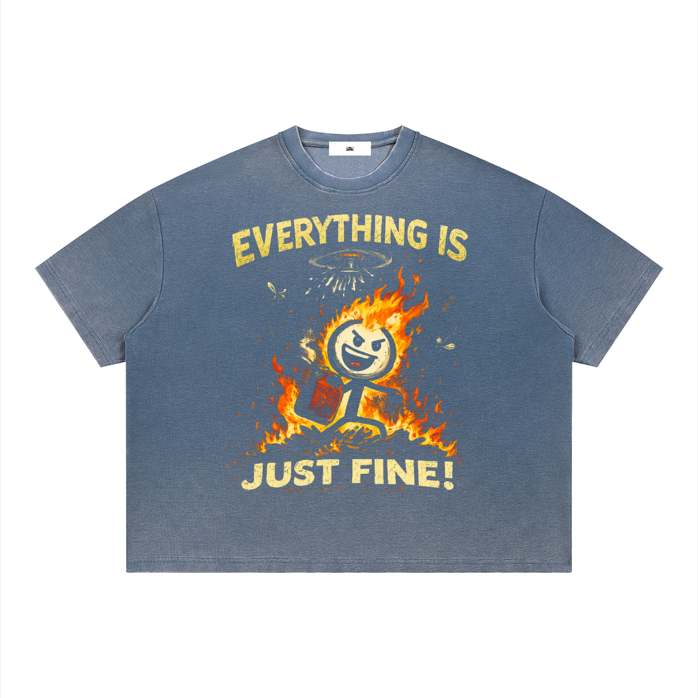 Unisex Vintage Wash Sunfade Boxy Waffle T-Shirt