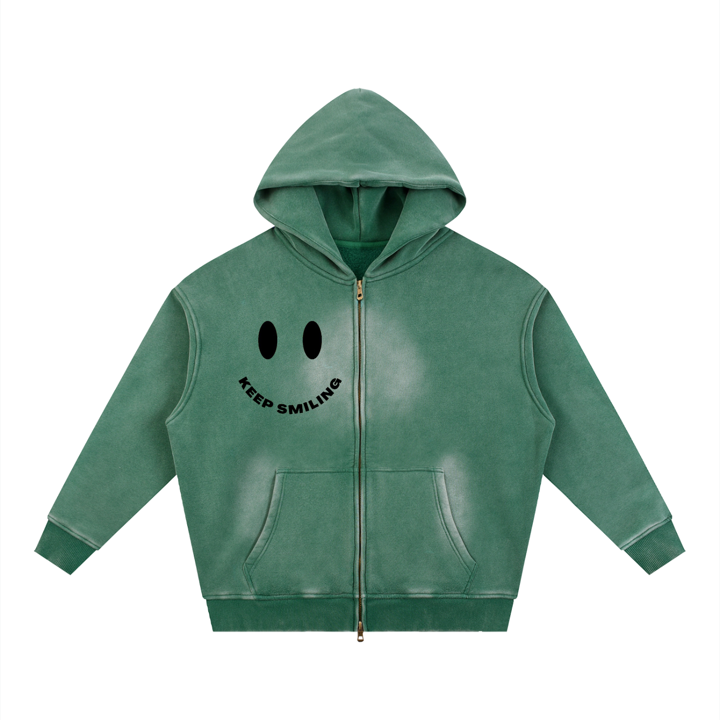 Sunfade Two-way Zipper Boxy Fleece Hoodie