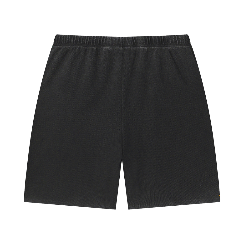 Unisex Vintage Wash Sunfade Waffle Raw Hem Shorts