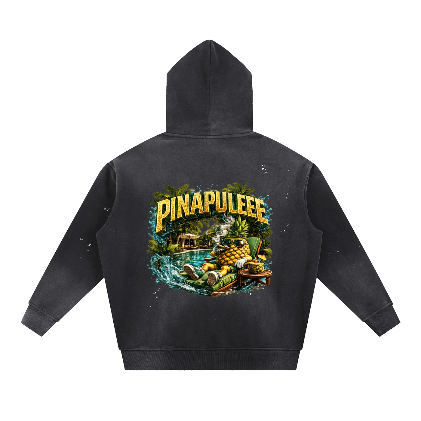 Vintage Washed Frayed Fleece Hoodie