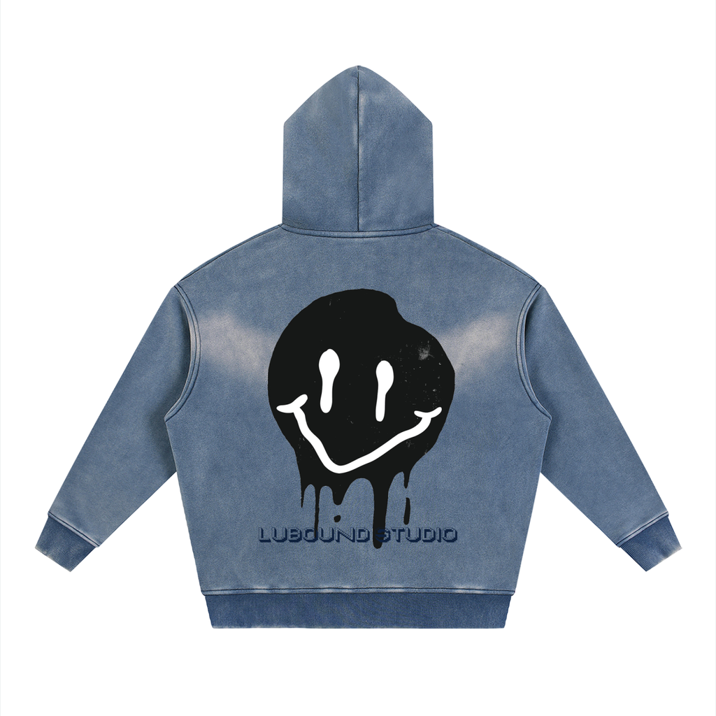 Sunfade Two-way Zipper Boxy Fleece Hoodie