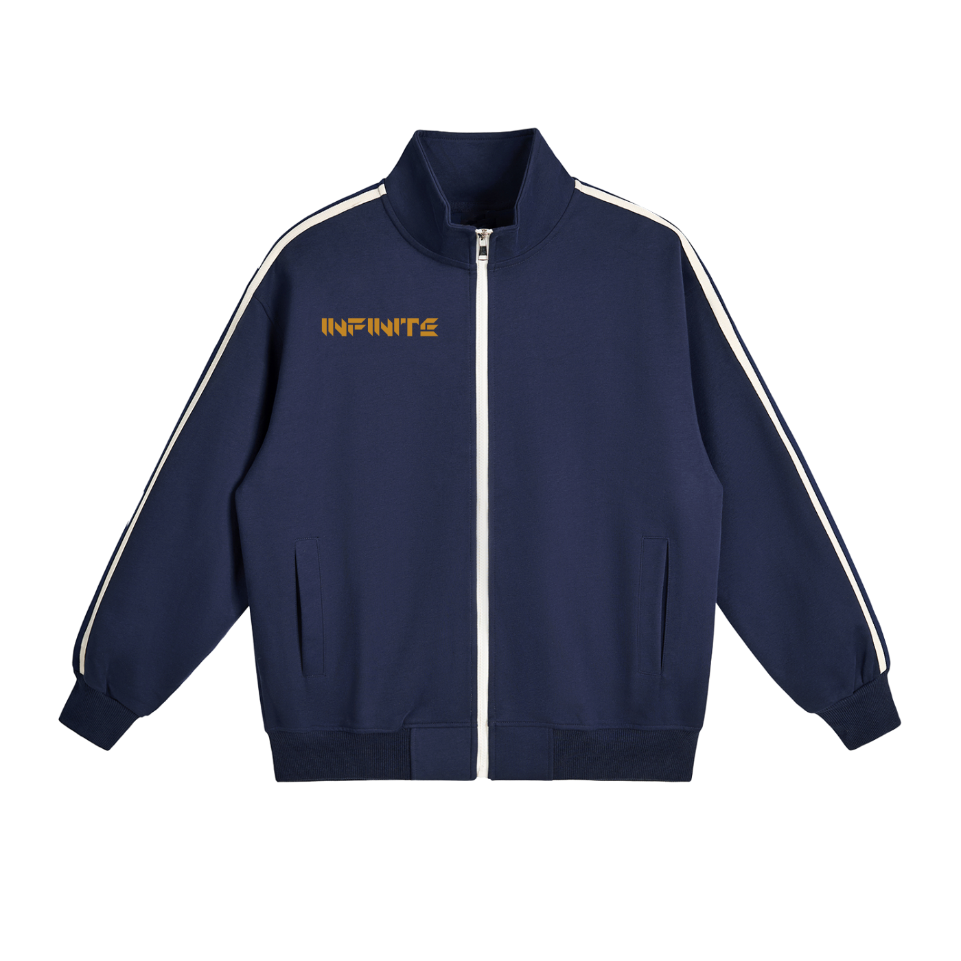 Contrast Side-Stripe Stand Collar  Jacket
