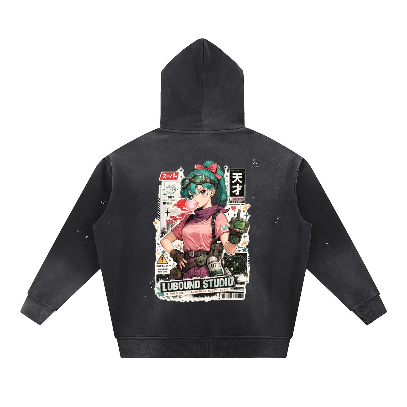 Vintage Washed Frayed Fleece Hoodie