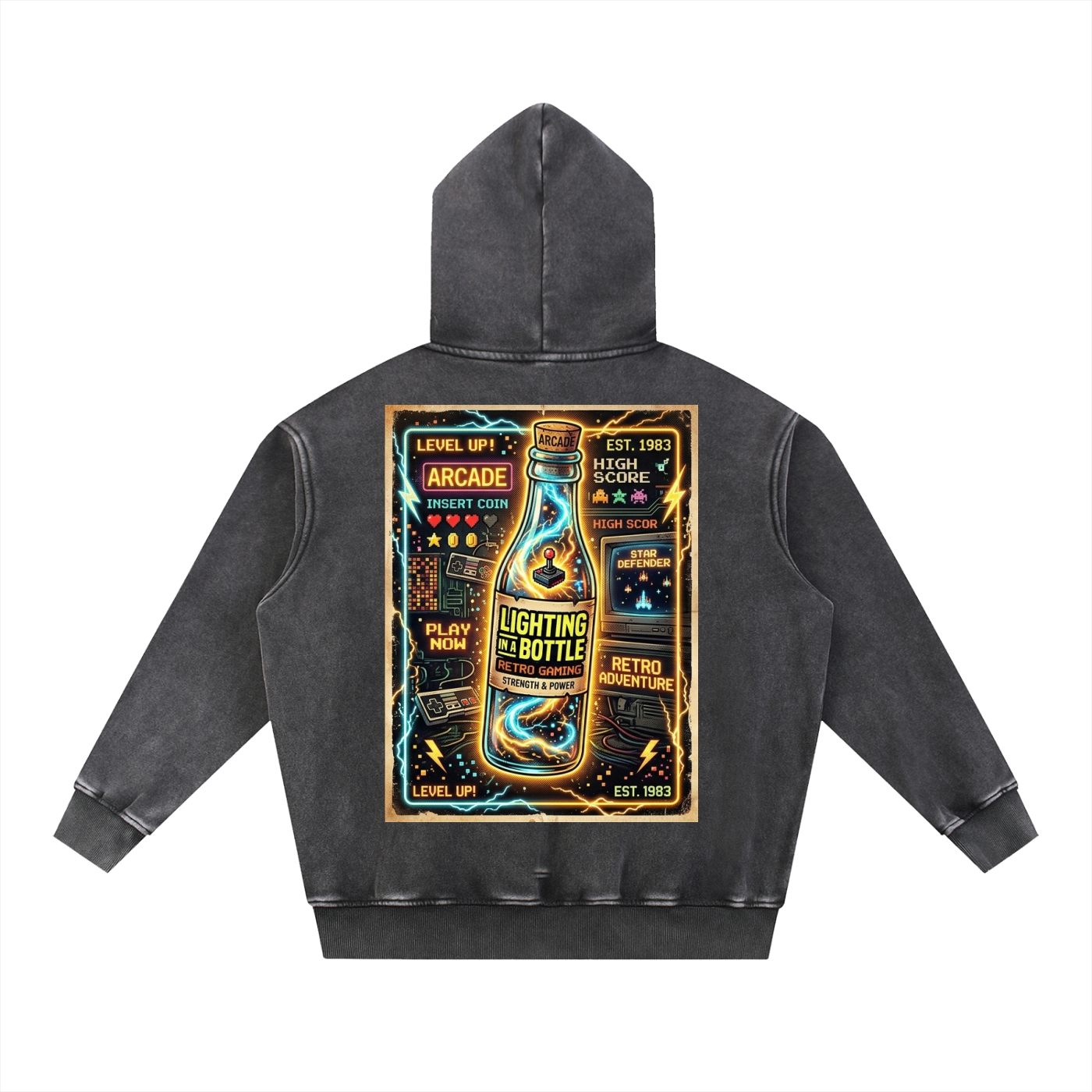 Lightning in a bottle Snow Wash Fleece Oversize Hoodie