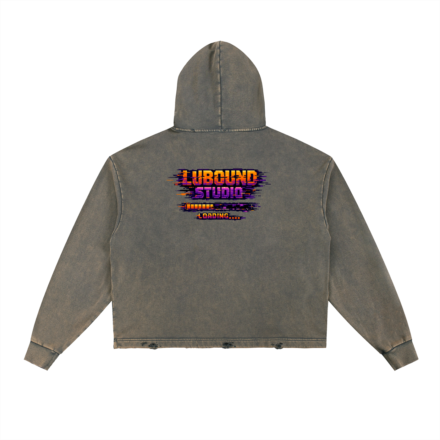 Vintage Washed Frayed-Hem Hoodie
