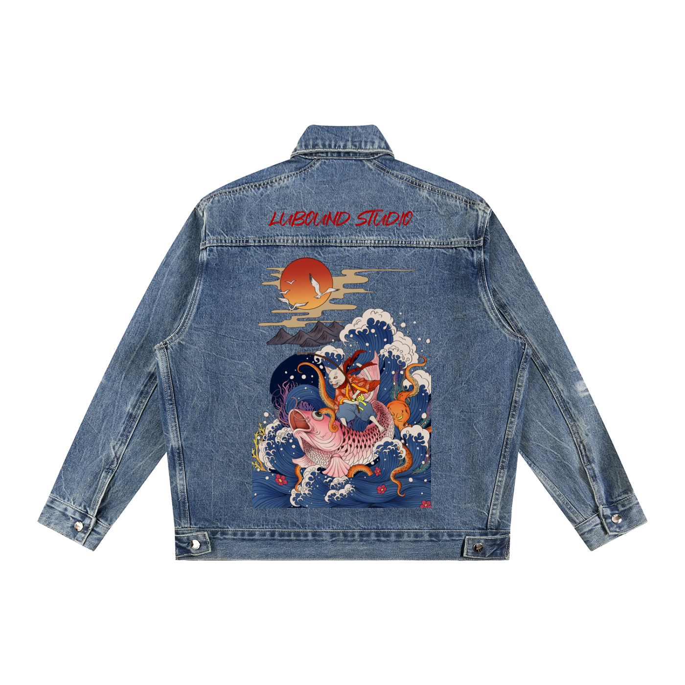 Vintage Wash Zip Up Denim Jacket