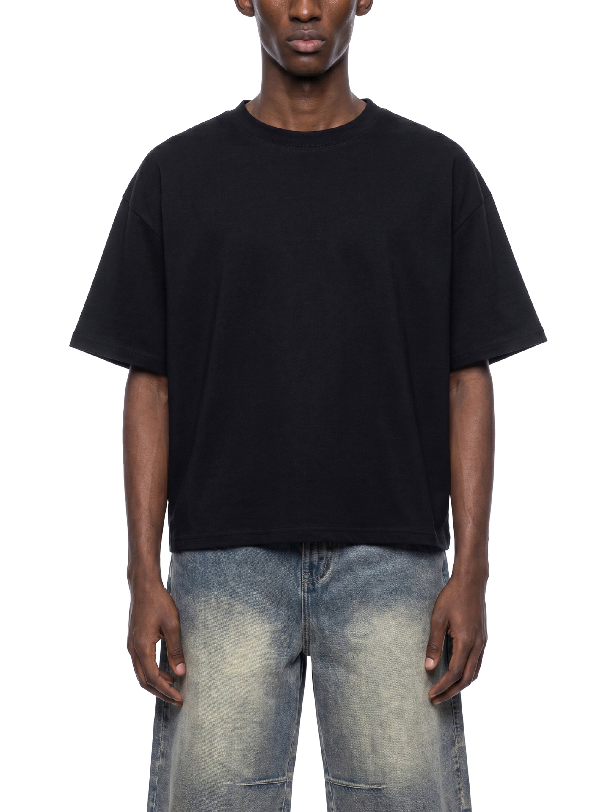 Unisex Boxy Drop Shoulder Crop T-Shirt